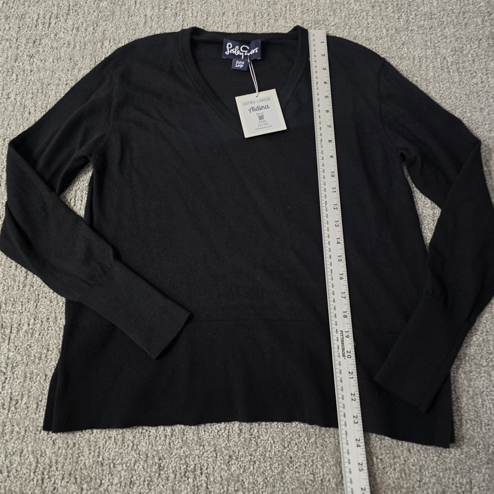 Lesley Evers Aldina Tee Black Sweater Size Xl Nwt Flawed — image 3 of 7